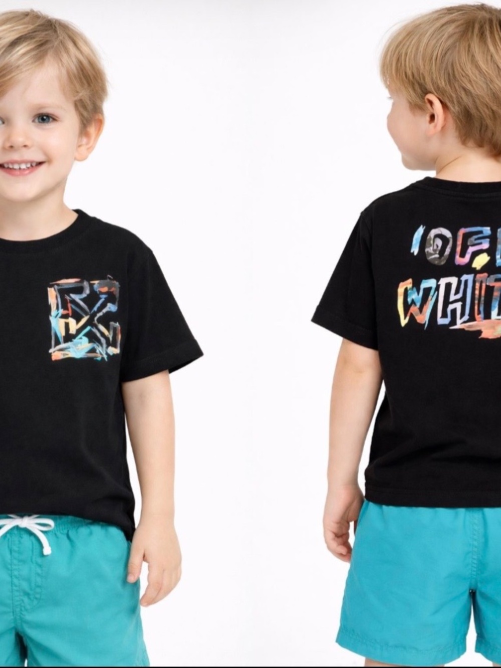 AUTHENTIC KIDS OFF-WHITE SIZE 8 BLACK COTTON T-SHIRT NWT UNISEX EXCELLENT - Picture 3 of 7
